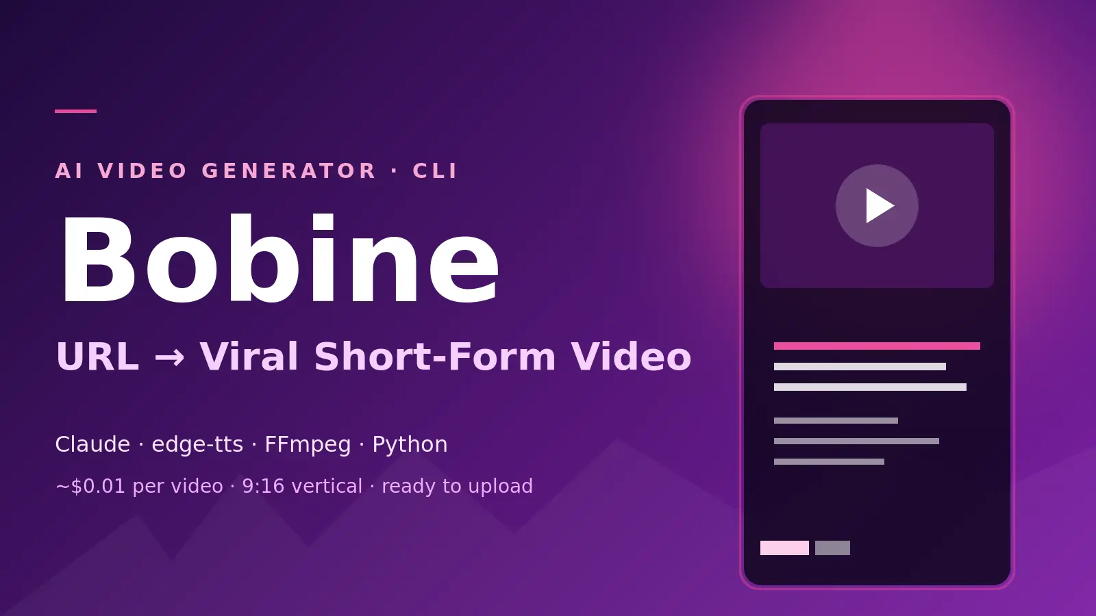 Bobine - AI Short-Form Video Generator (CLI) 1