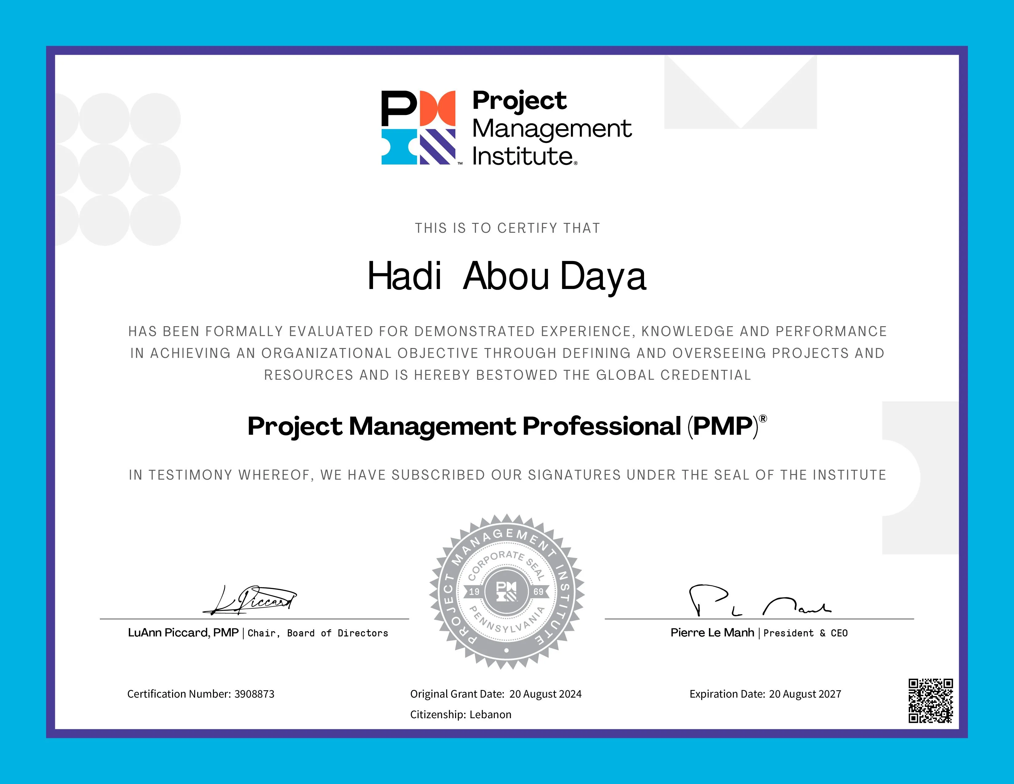 PMP Certification Earned